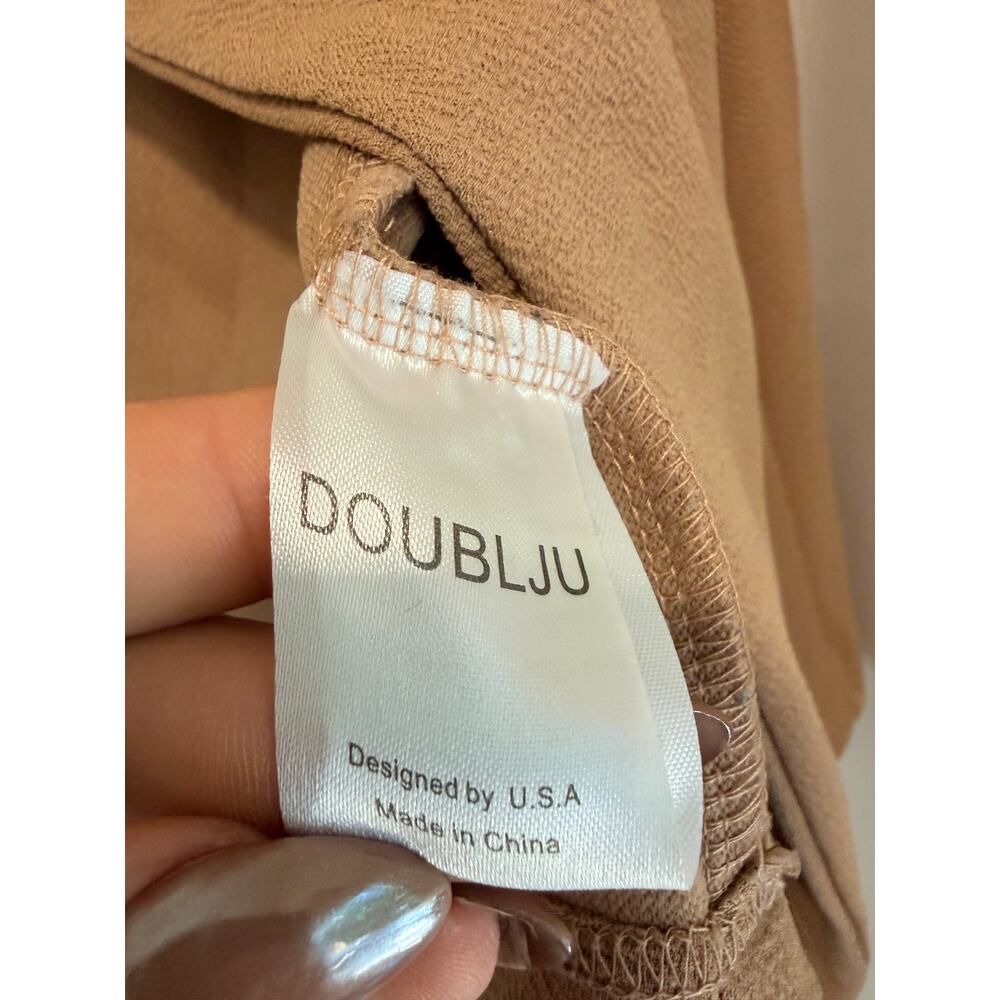 DoubLJU Taupe Draped Open Front Blazer Cardigan Lightweight M - Picture 5 of 7